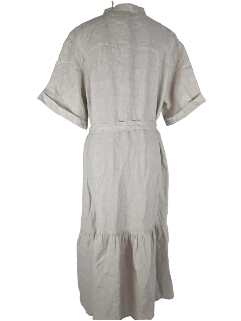 NWT Haven Well Within Linen Tiered Midi Shirt Dress Flax Sz L Beachy Coastal